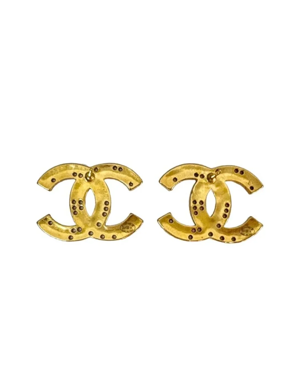 Chanel CC Logo Earrings Rhinestone